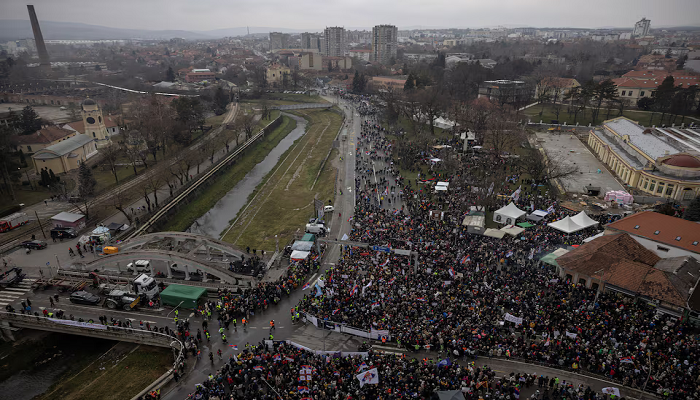 Thousands Rally in Serbia’s Kragujevac for Anti-Corruption Protest